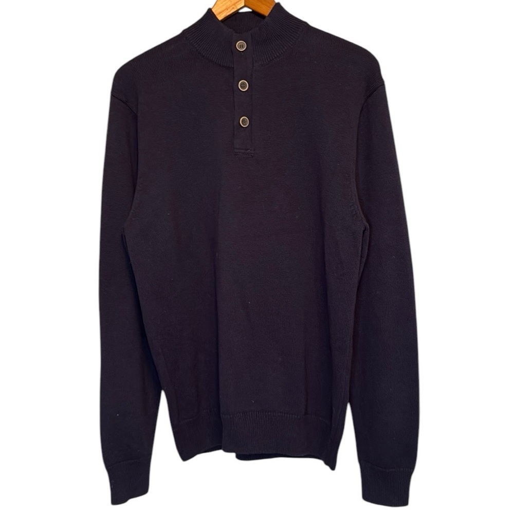 Refectory dark navy blue men’s medium crew neck 3 button sweater NWT business
